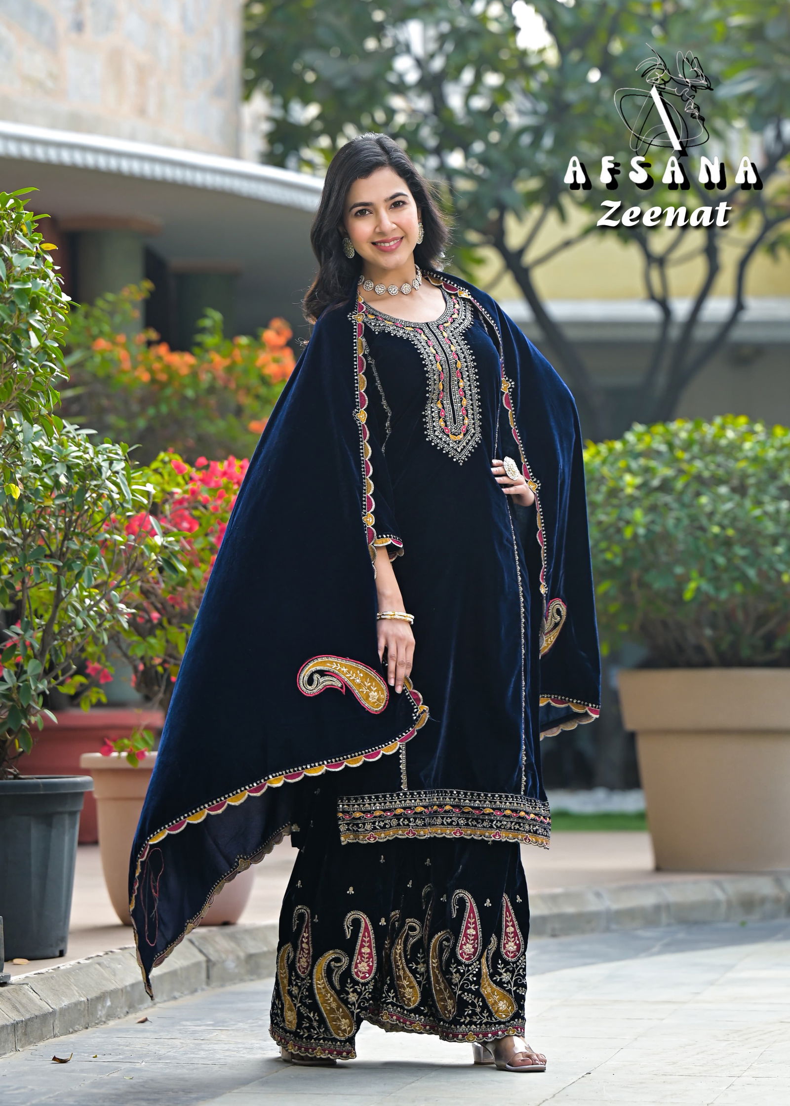 Zeenat By Afsana Velvet Embroidered Readymade Suits Wholesale Shop In Surat
